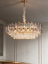 Celestia | Crystal Chandelier with Gold Frame, Round or Oval