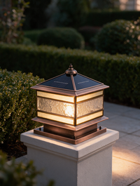 CopperGlow | Brass Solar or Hardwired Garden Pillar Light
