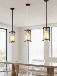 LuxeAura | Crystal Shade Pendant Chandelier — Black or Copper