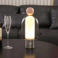 Figurine Glass Table Lamp — Cordless LED with Metal Base