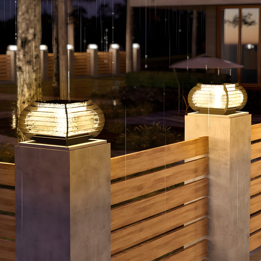 Luminara | Elegant Modern Black Grille Outdoor Pillar Light 2