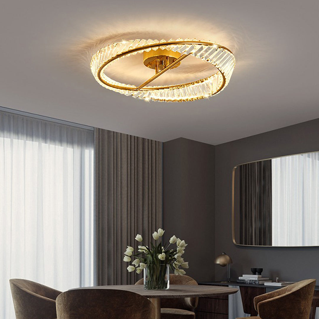 Luminara | Elegant Modern Gold Crystal Flush Mount Light Fixture 4