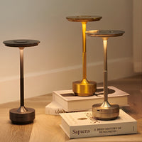 Slim Dome Cordless Table Lamp — Plated Metal Rechargeable LED