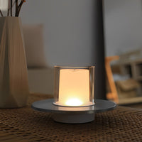 Candle Cylinder Cordless Table Lamp — Metal Dish Base LED