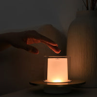 Candle Cylinder Cordless Table Lamp — Metal Dish Base LED