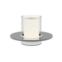 Candle Cylinder Cordless Table Lamp — Metal Dish Base LED