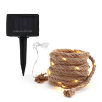 Hemp Rope Patio String Lights — Solar LED, 5m or 10m