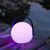 Frosted Glass Sphere Table Lamp — Cordless RGB Ambient LED