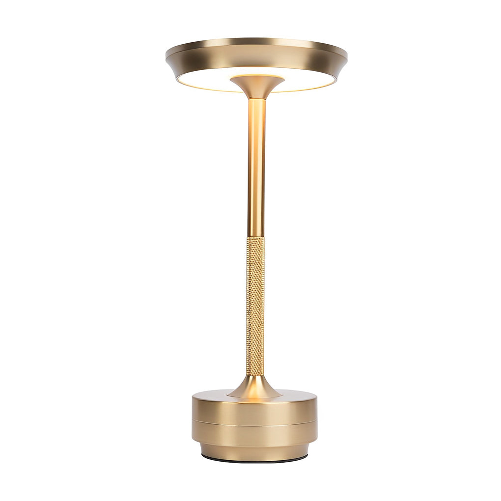 Slim Dome Cordless Table Lamp — Plated Metal Rechargeable LED