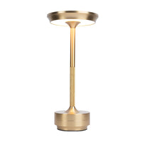 Slim Dome Cordless Table Lamp — Plated Metal Rechargeable LED