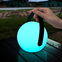 Frosted Glass Sphere Table Lamp — Cordless RGB Ambient LED