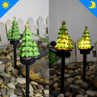 Solar Christmas Tree Lawn Lights — LED Garden Stake Set
