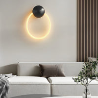 Woven Nylon Ring Wall Light - Handmade Black LED Sconce