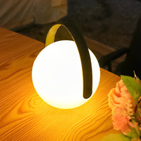 Frosted Glass Sphere Table Lamp — Cordless RGB Ambient LED