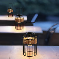 Rattan Solar Lantern — Handwoven Portable Outdoor Light, IP55