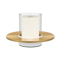 Candle Cylinder Cordless Table Lamp — Metal Dish Base LED