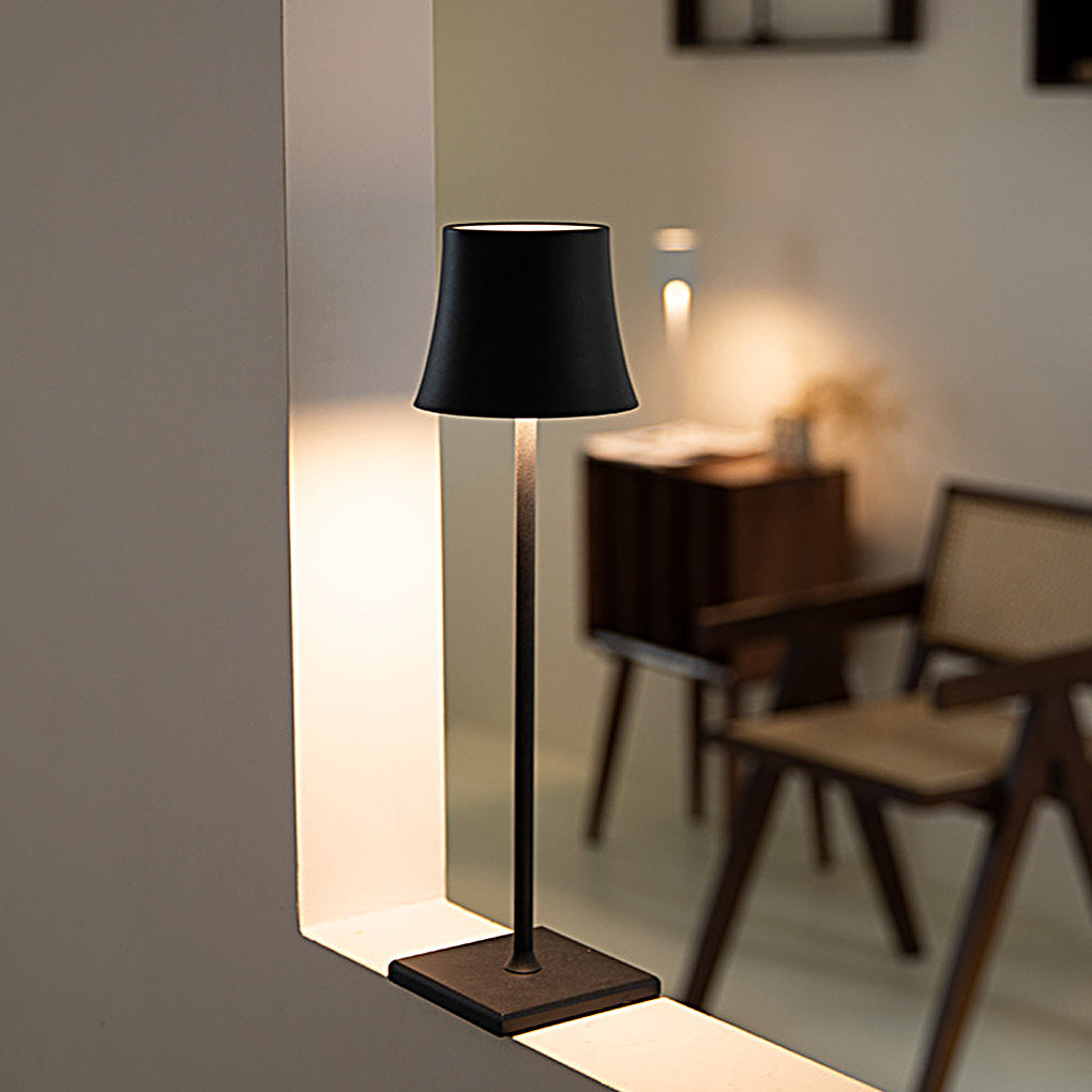 Slender Drum Cordless Table Lamp — 38 cm Metal, IP54 Rated