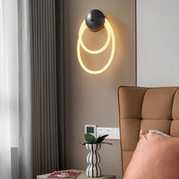 Woven Nylon Ring Wall Light - Handmade Black LED Sconce