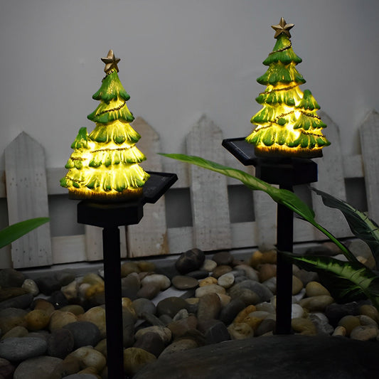 Solar Christmas Tree Lawn Lights — LED Garden Stake Set