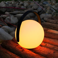Frosted Glass Sphere Table Lamp — Cordless RGB Ambient LED