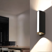 Rectangular Up Down Outdoor Wall Light — Black Aluminium, IP65
