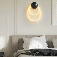 Woven Nylon Ring Wall Light - Handmade Black LED Sconce