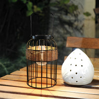 Rattan Solar Lantern — Handwoven Portable Outdoor Light, IP55