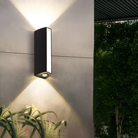 Rectangular Up Down Outdoor Wall Light — Black Aluminium, IP65