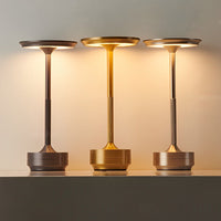 Slim Dome Cordless Table Lamp — Plated Metal Rechargeable LED