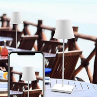 Slender Drum Cordless Table Lamp — 38 cm Metal, IP54 Rated
