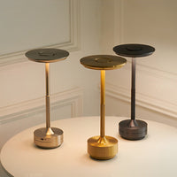 Slim Dome Cordless Table Lamp — Plated Metal Rechargeable LED