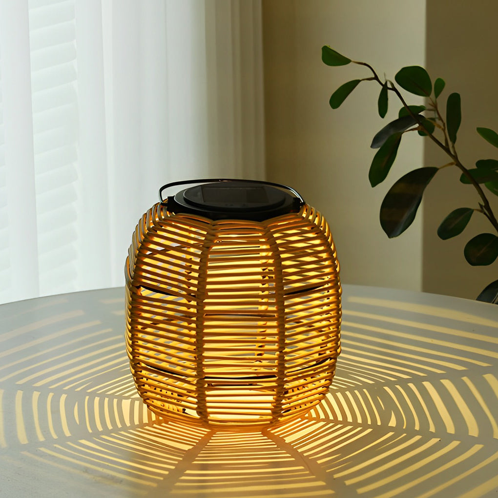 Byron Rattan Solar Lantern — Woven Garden & Lawn Light