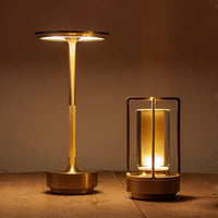 Slim Dome Cordless Table Lamp — Plated Metal Rechargeable LED