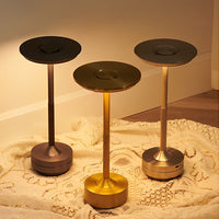 Slim Dome Cordless Table Lamp — Plated Metal Rechargeable LED