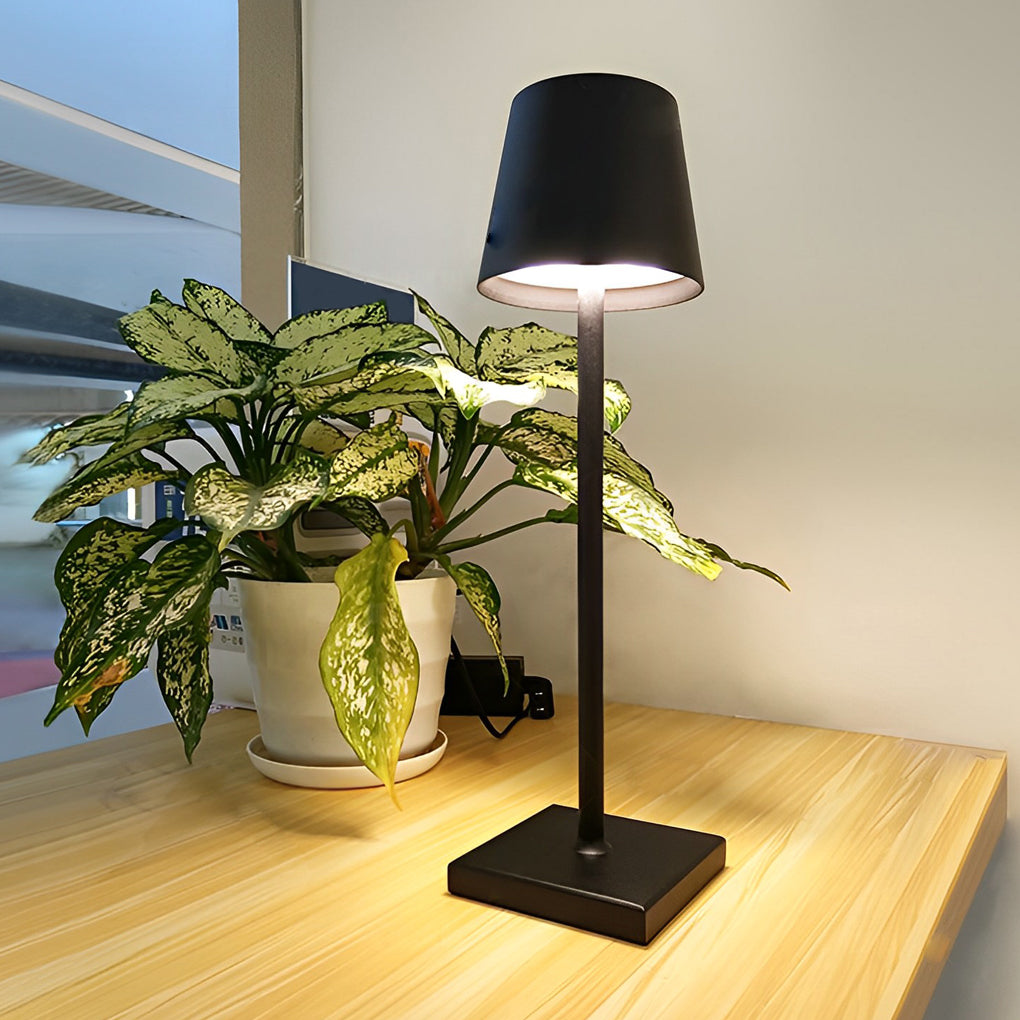 Top Hat Cordless Table Lamp — Aluminium Rechargeable Touch Dimming
