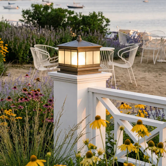 CopperGlow | Elegant Vintage Solar Outdoor Pillar Light with Dual Power Options 2