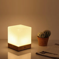 LuminaCube | Elegant Cordless LED Table Lamp with Natural Wood Base 4
