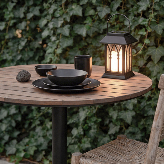 Luminara | Elegant Modern Black Solar Candlestick Lantern 7