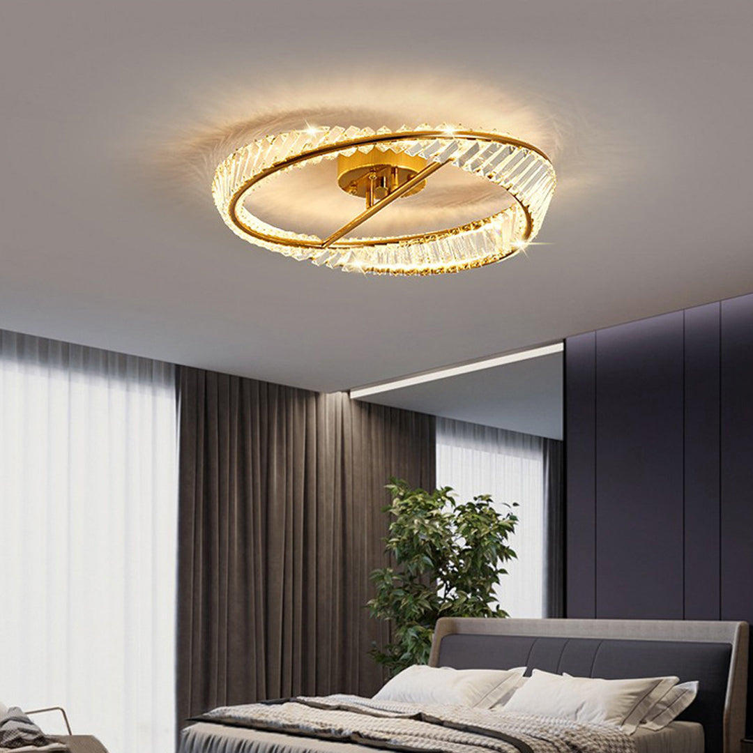 Luminara | Elegant Modern Gold Crystal Flush Mount Light Fixture 0
