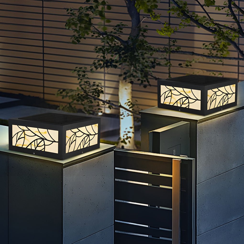 Marble-Look Gate Pillar Light — Stainless Steel Solar or Hardwired