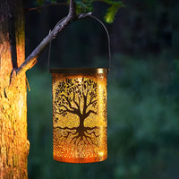 SylvanGlow | Charming Retro Solar Lantern with Tree Projection 3