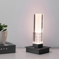 Square Cordless Table Lamp — Plated Metal Dimmable Bedside LED