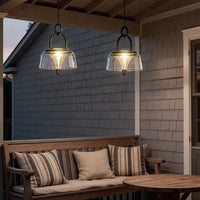 Solar Outdoor Pendant Light Clear Acrylic Hanging Lamp