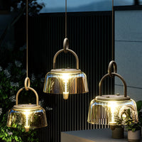 Solar Outdoor Pendant Light Clear Acrylic Hanging Lamp