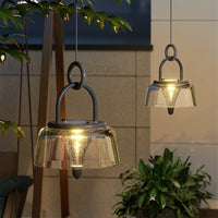 Solar Outdoor Pendant Light Clear Acrylic Hanging Lamp