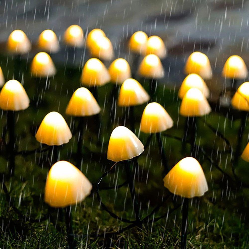 Solar Fairy Lights — Mushroom LED String, 5m Outdoor