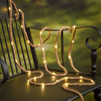 Hemp Rope Patio String Lights — Solar LED, 5m or 10m