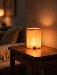 PineGlow Cordless LED Table Lamp in a cozy modern living room