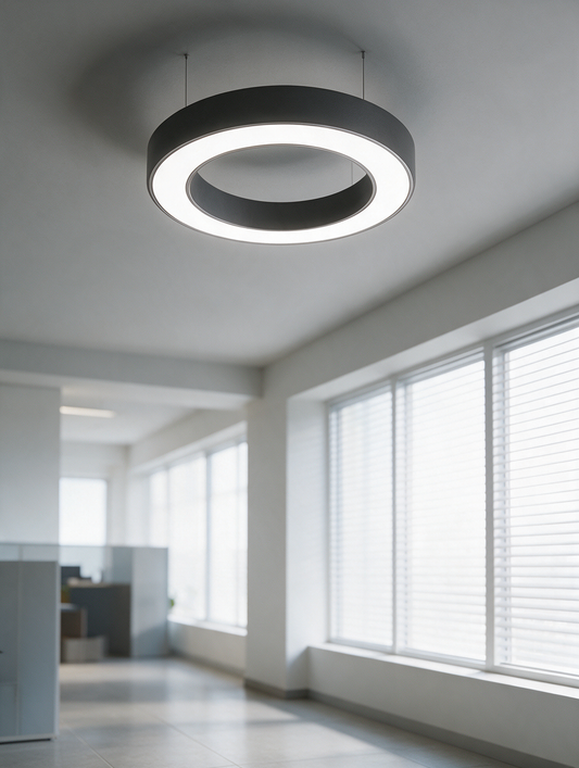 Modern Ring LED Ceiling Light in a modern office space