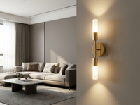 Luminara Dual-Head Up & Down Wall Sconce, Gold — lifestyle